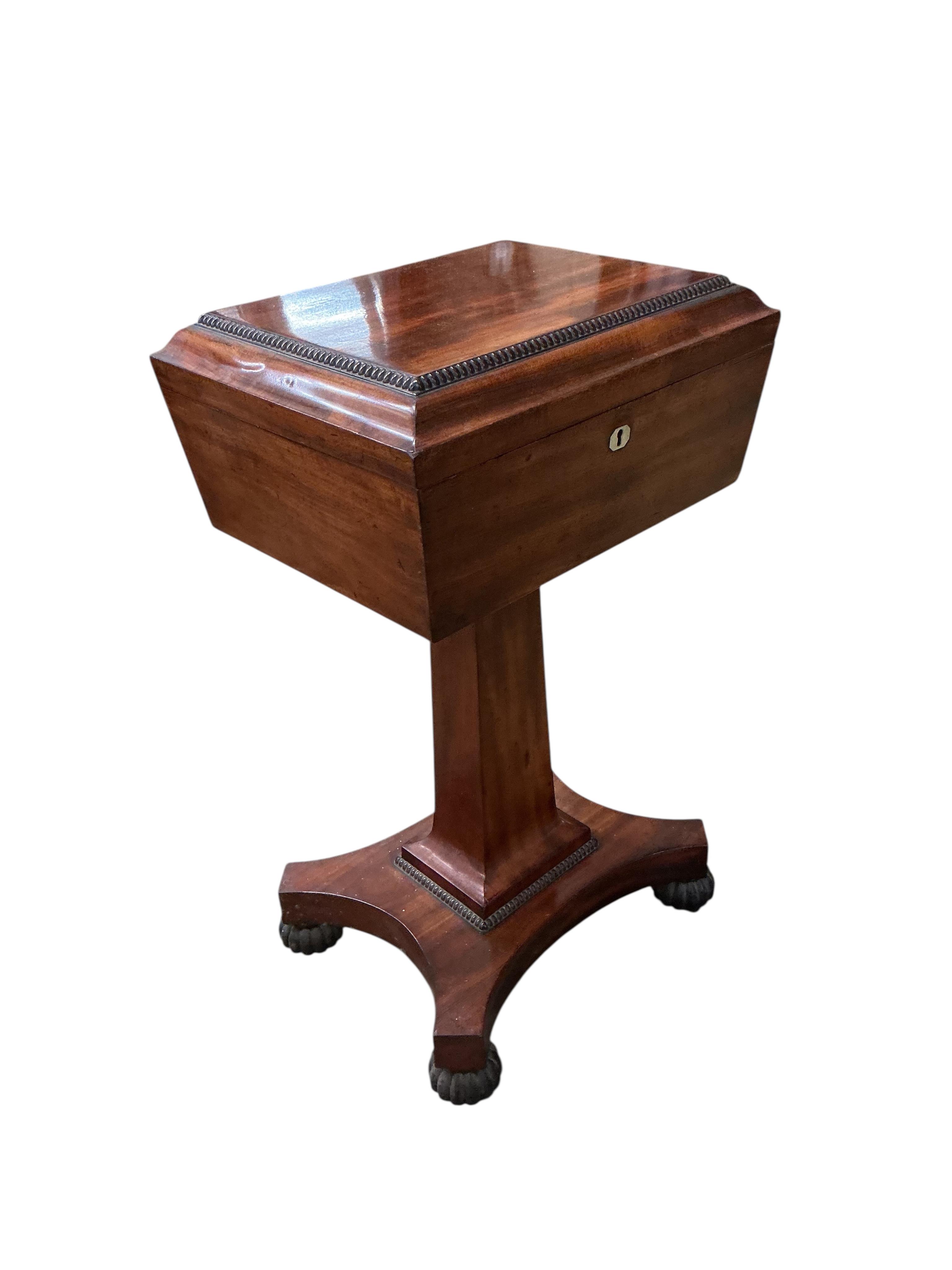 A Regency mahogany teapoy, width 41cm, depth 33cm, height 73cm